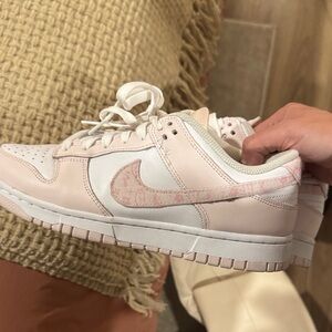 Nike Women's Blush and White Dunks